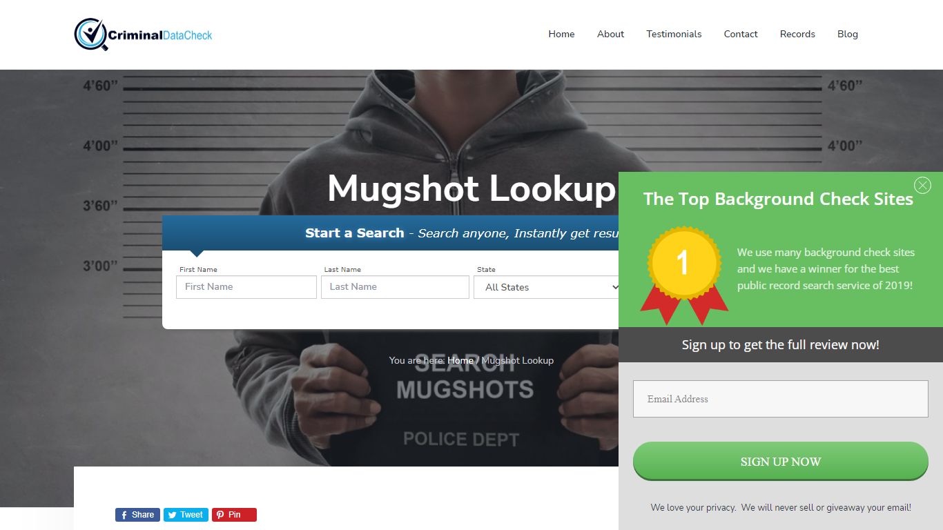 Mugshot Lookup - Criminal Data Check